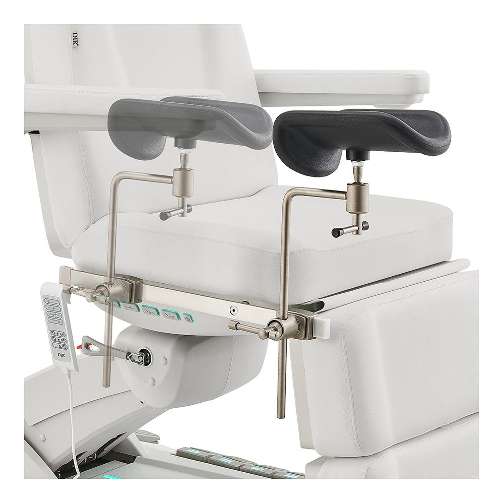 Geneva Exam Table with stirrups-4 Motors with Hand & Foot Remote White DIR