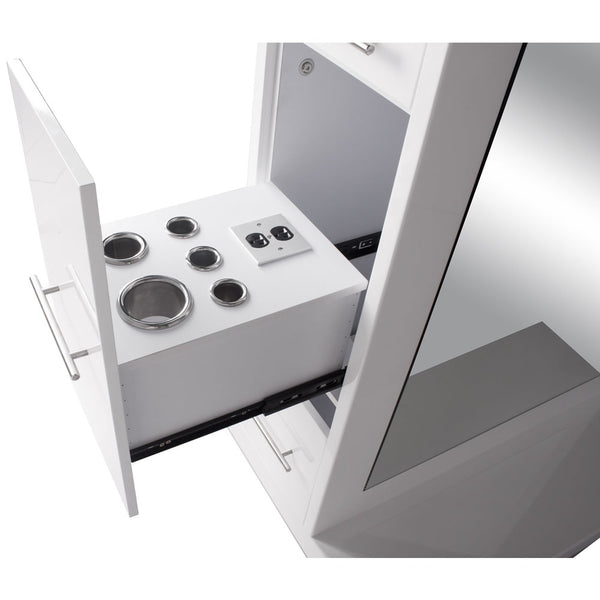 TAHITI Single Sided Styling Station Gloss White AGS Beauty