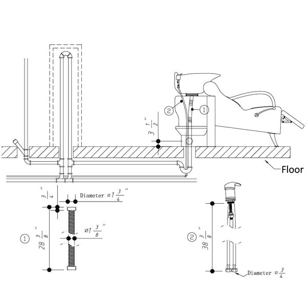 NEREUS Salon Shampoo Unit Grey AGS Beauty