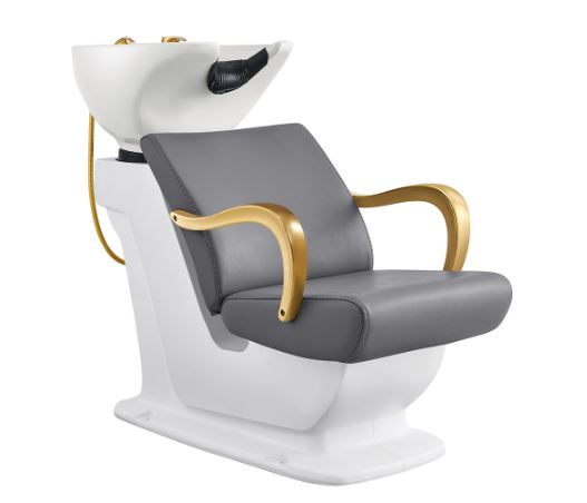 Beckman Gold Salon Shampoo Unit with Adjustable Seat Gray DIR