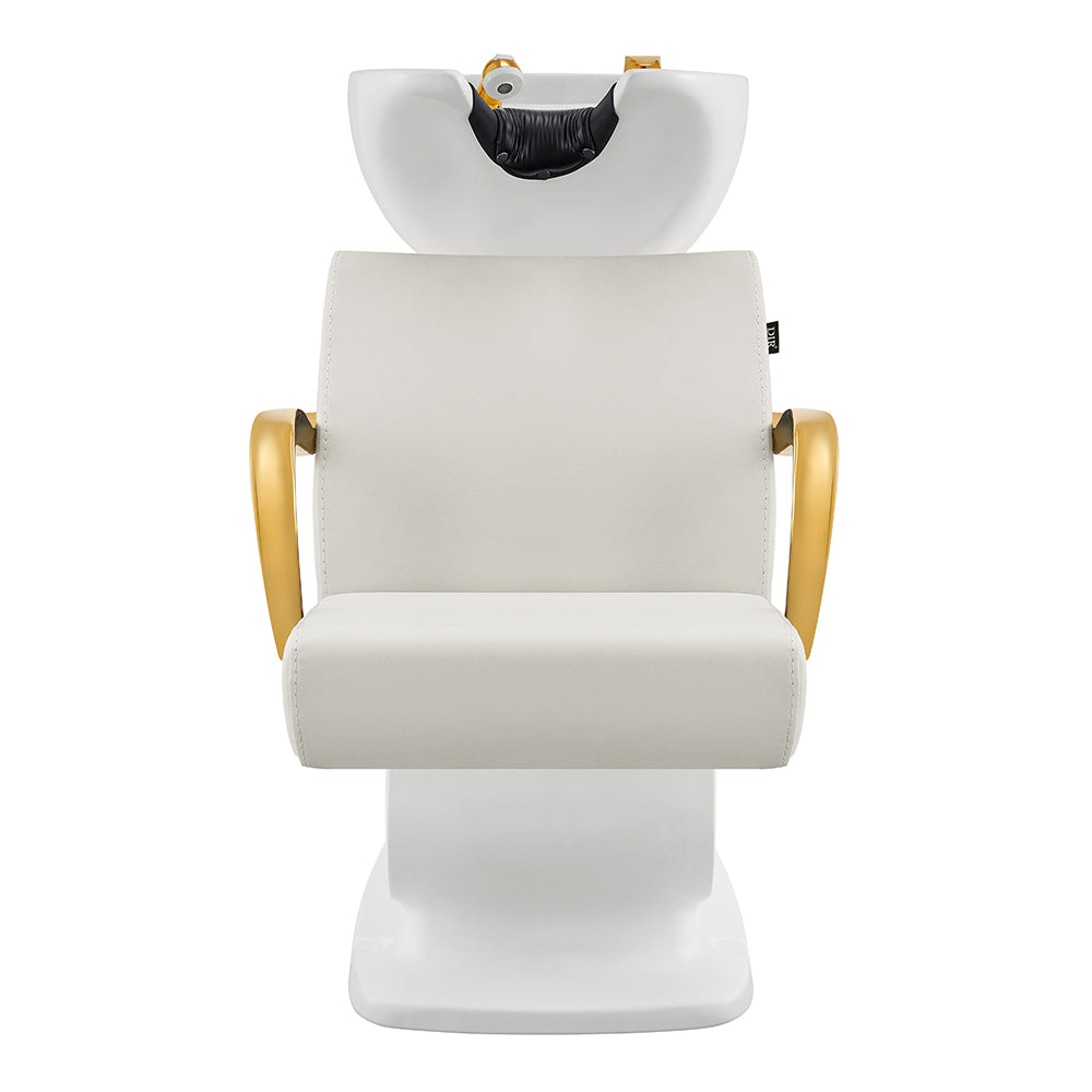 Beckman Gold Salon Shampoo Unit with Adjustable Seat White DIR