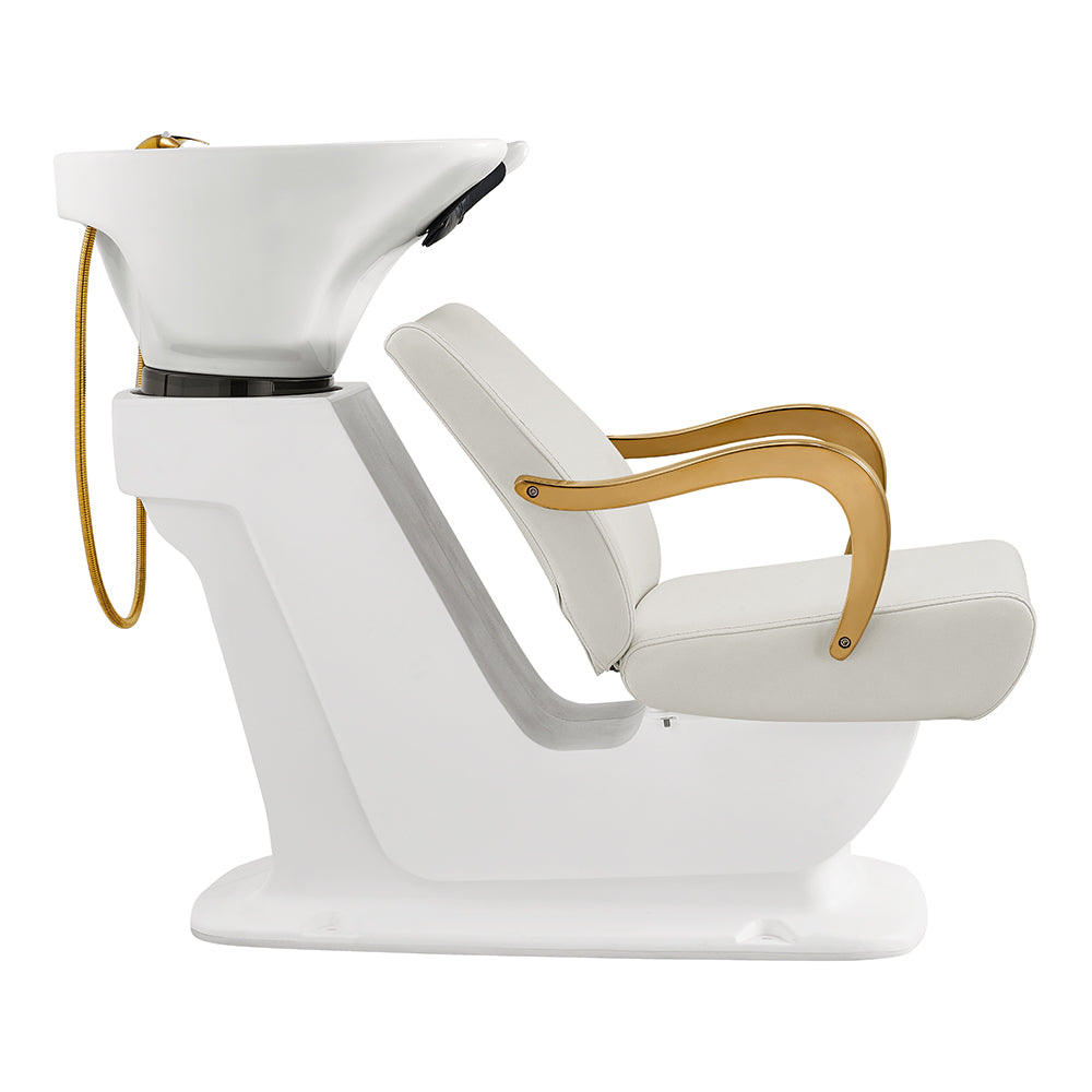 Beckman Gold Salon Shampoo Unit with Adjustable Seat White DIR