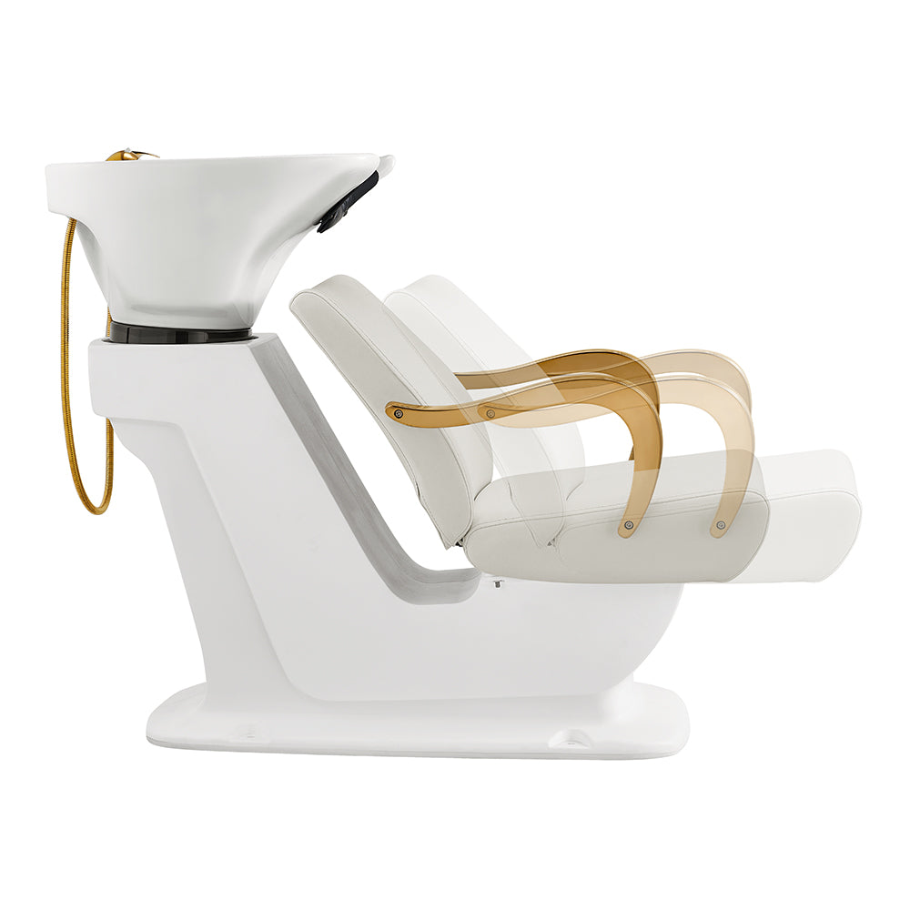 Beckman Gold Salon Shampoo Unit with Adjustable Seat White DIR