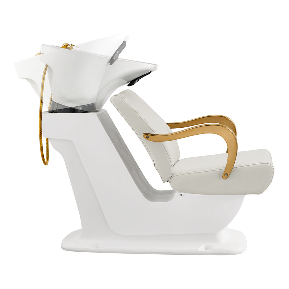 Beckman Gold Salon Shampoo Unit with Adjustable Seat White DIR