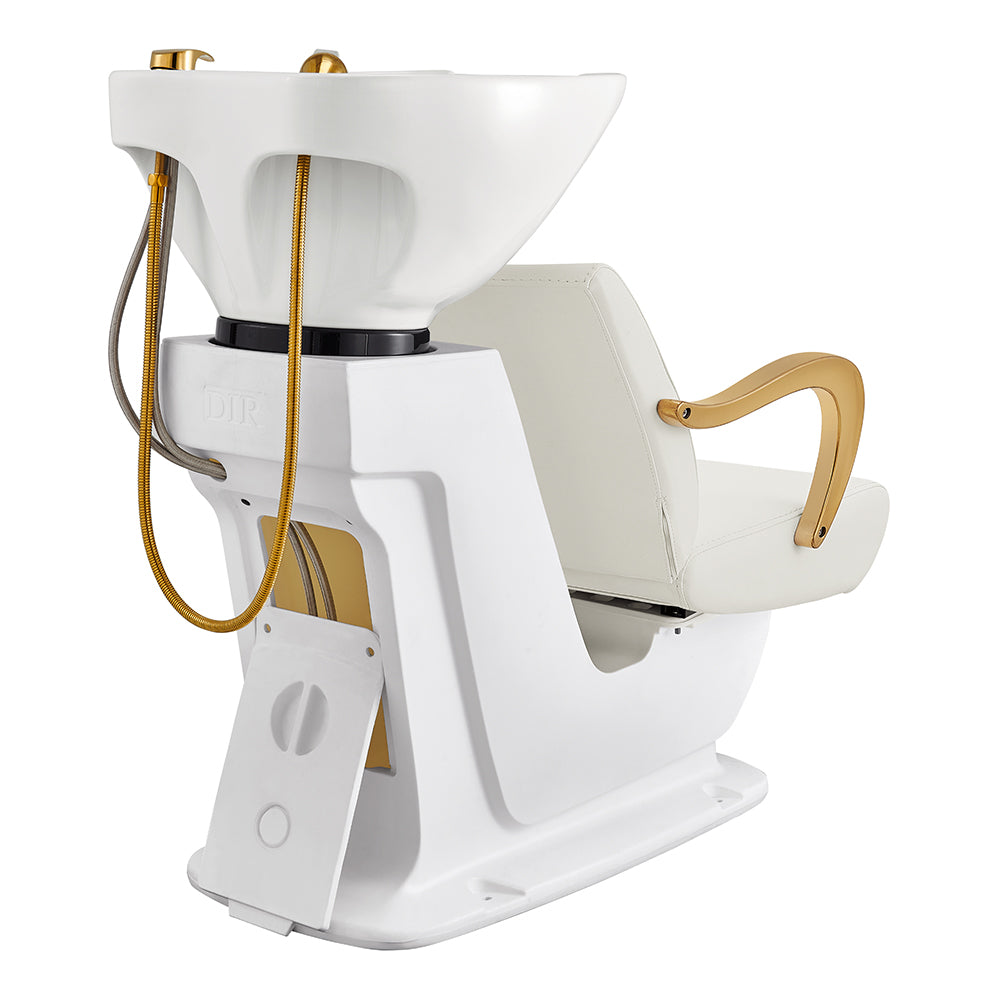 Beckman Gold Salon Shampoo Unit with Adjustable Seat White DIR