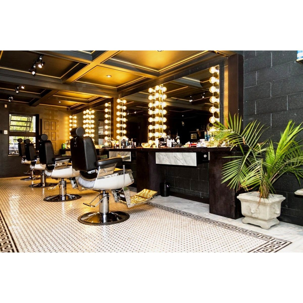 Constantine Barber Chair Patent Black Crocodile AGS Beauty - Barber Chairs