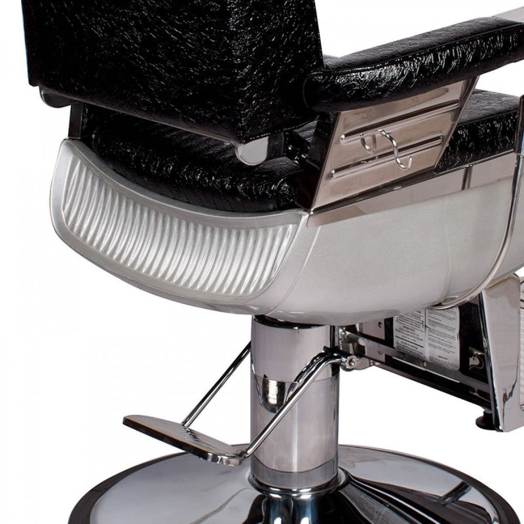 Constantine Barber Chair Patent Black Crocodile AGS Beauty - Barber Chairs