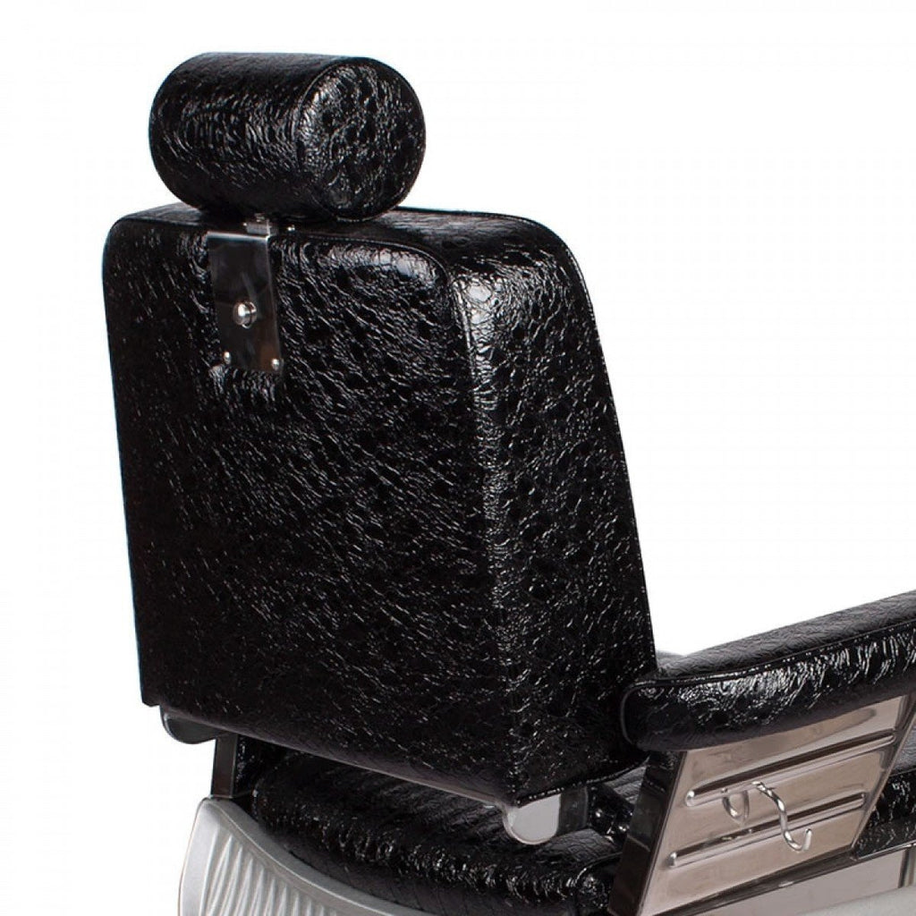 Constantine Barber Chair Patent Black Crocodile AGS Beauty - Barber Chairs