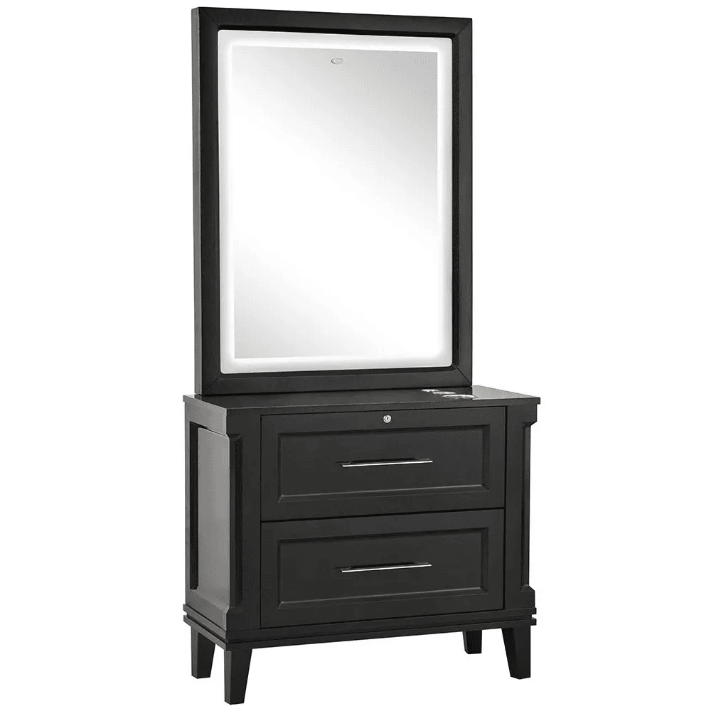 Fairview LED Lighted Styling Station Meteor Black DIR - Styling Stations