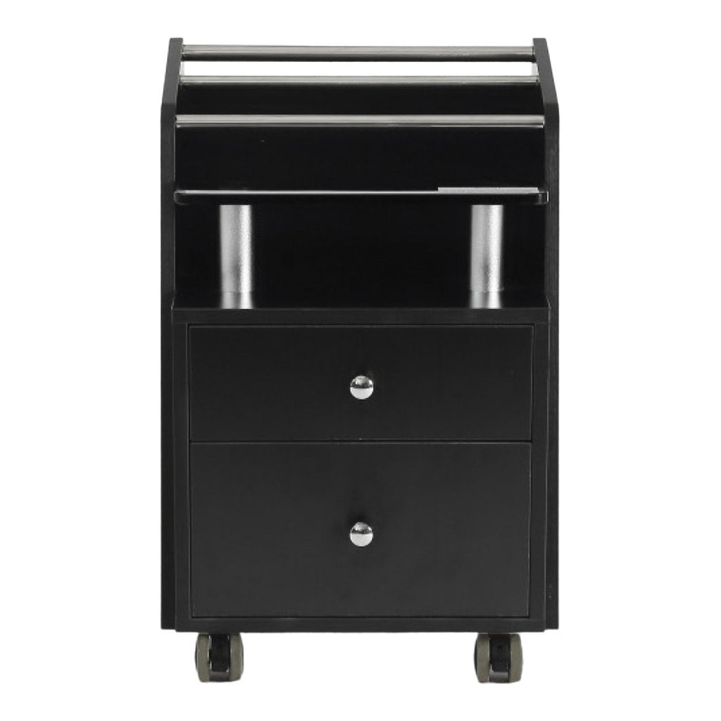 Glass Top Pedicure Cart Black J&A USA - Pedicure Cart