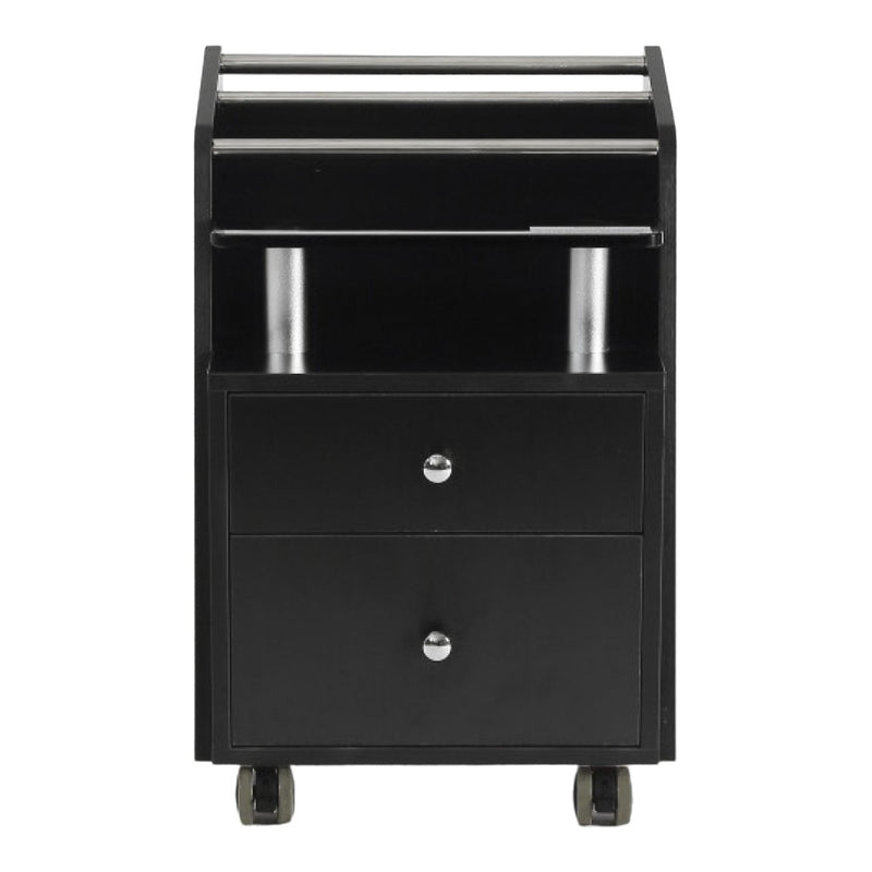 Glass Top Pedicure Cart Black J&A USA - Pedicure Cart