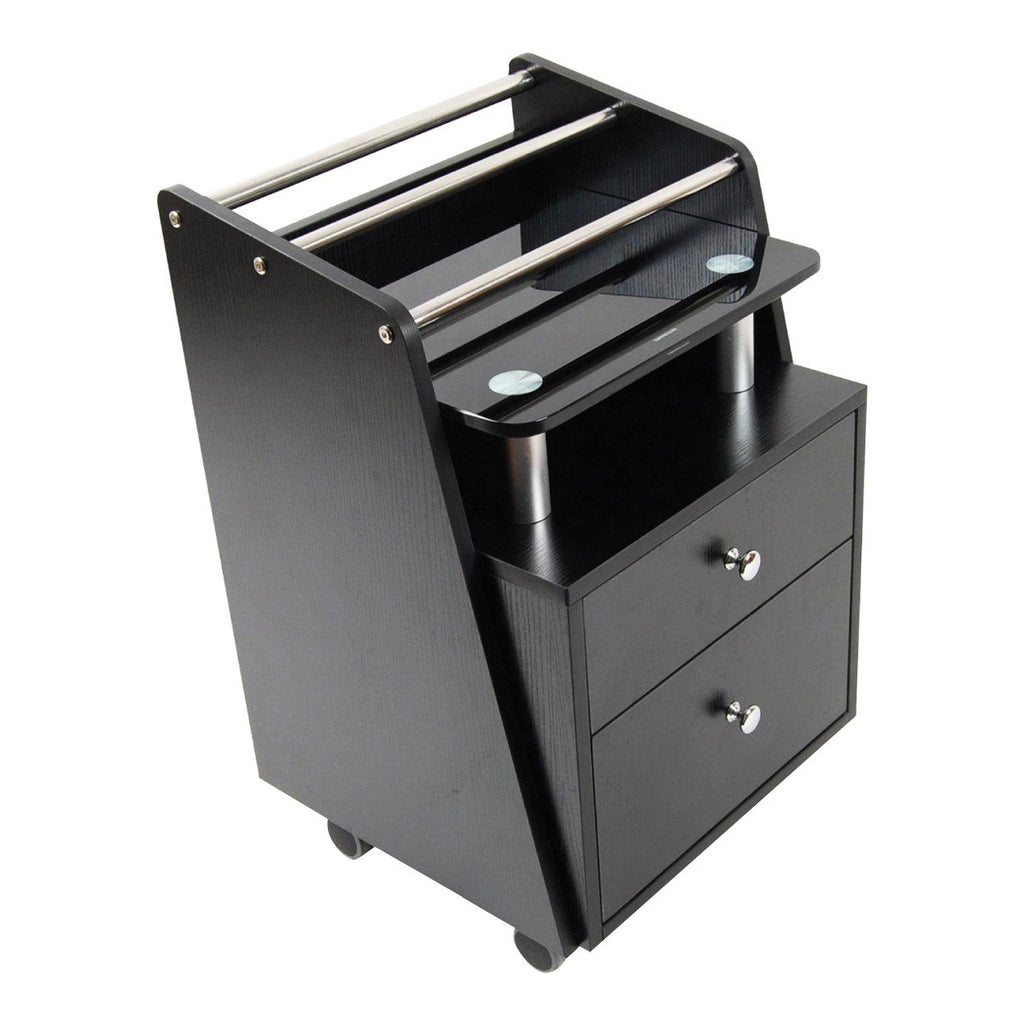Glass Top Pedicure Cart Black J&A USA - Pedicure Cart
