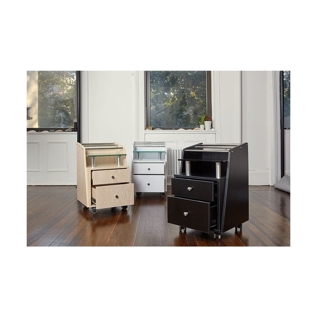 Glass Top Pedicure Cart White J&A USA - Pedicure Cart