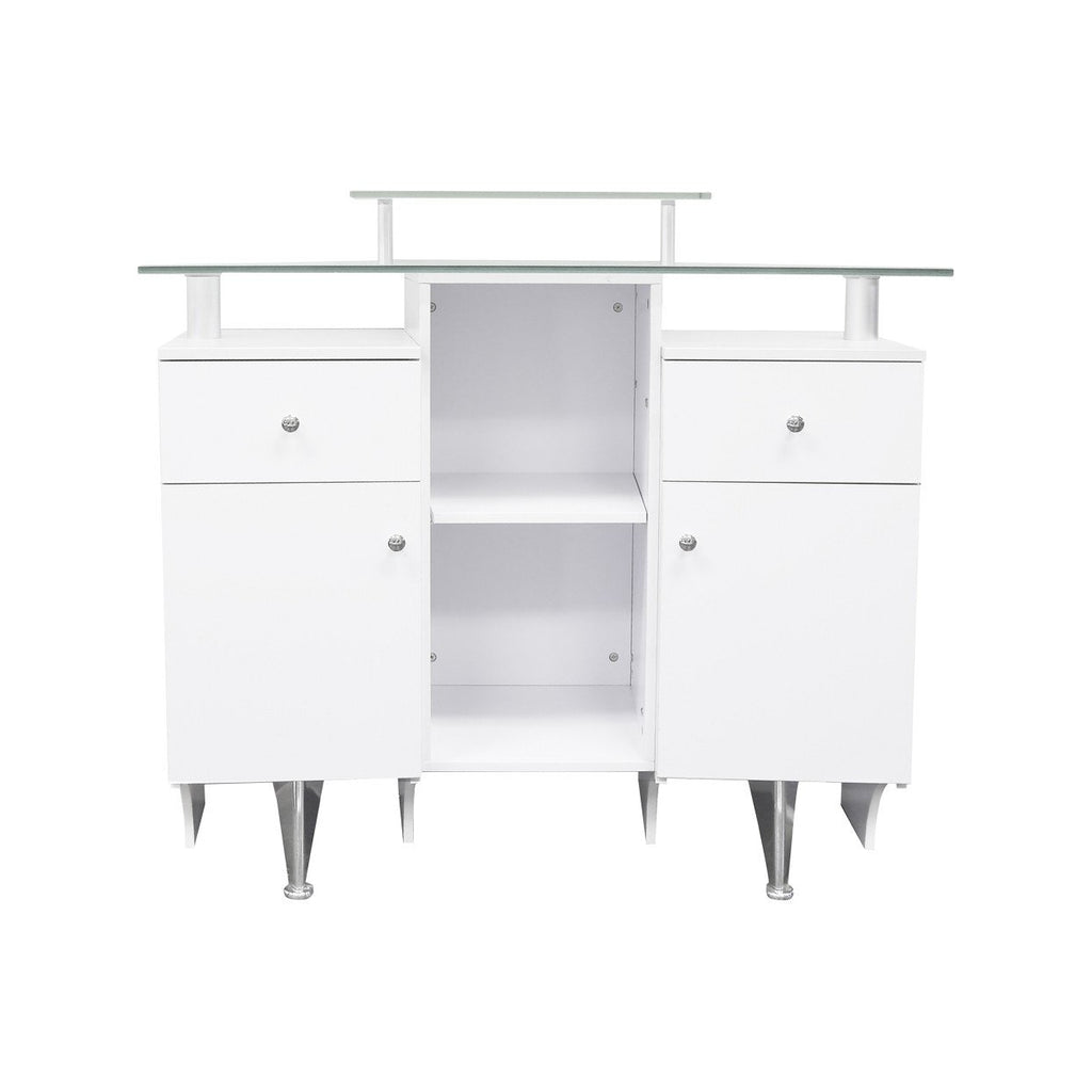 GLASS TOP RECEPTION DESK White J&A USA - Reception Desks