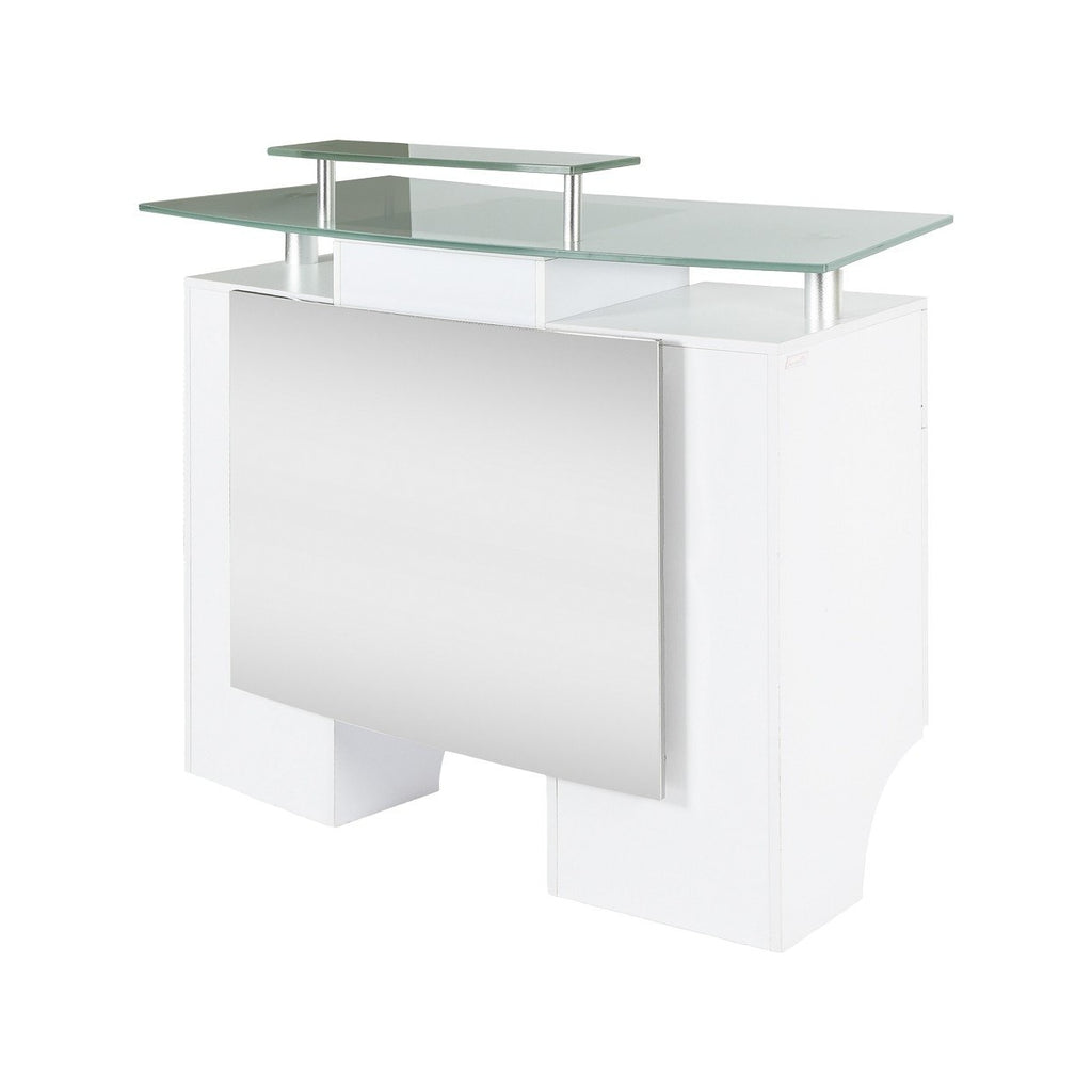 GLASS TOP RECEPTION DESK White J&A USA - Reception Desks