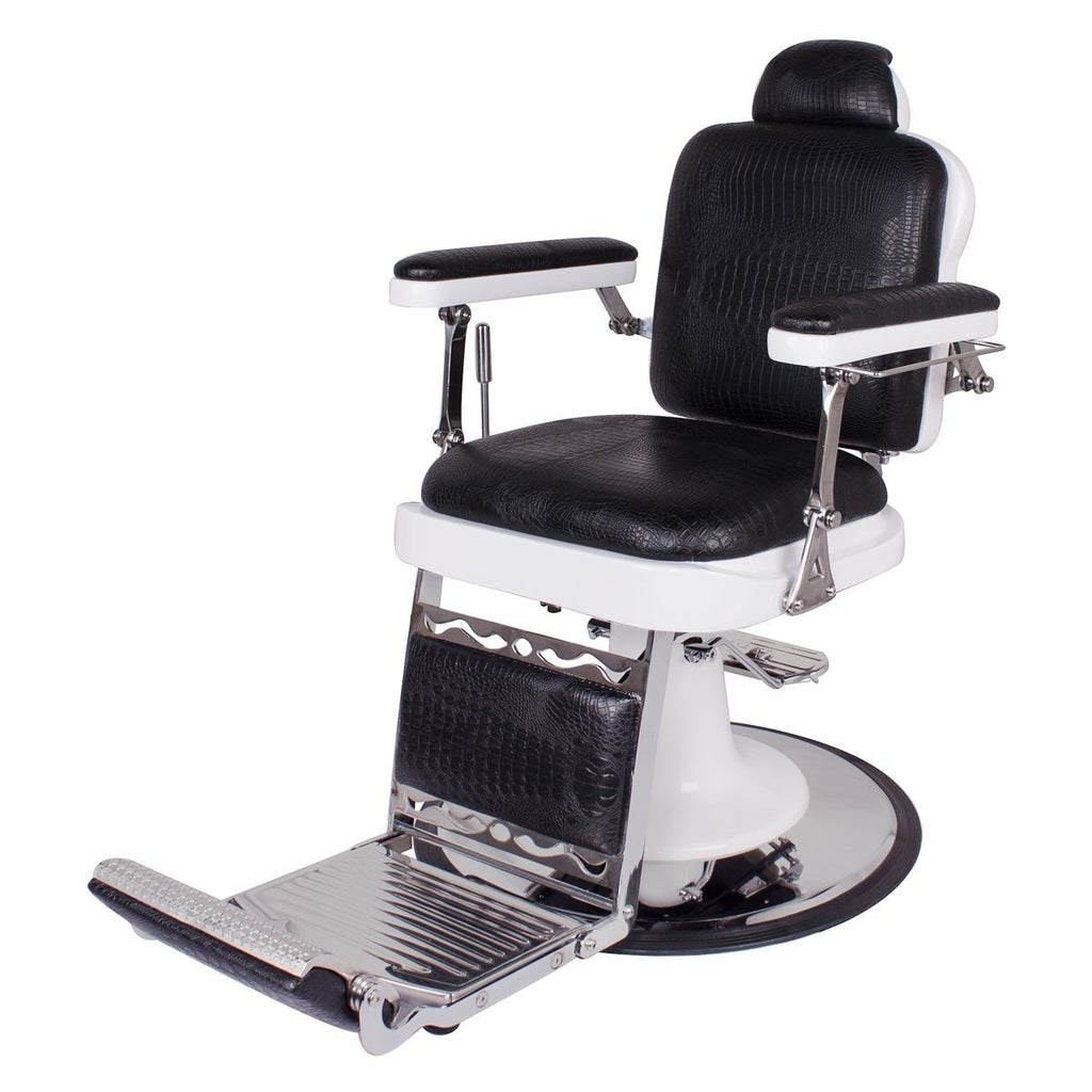 MAESTRO Vintage Barbershop Chair Black Crocodile AGS Beauty - Barber Chairs