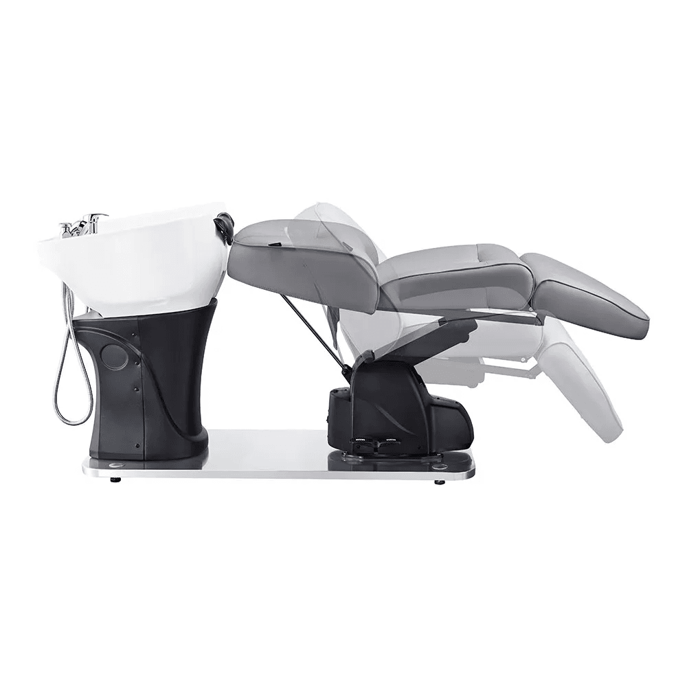 Maximus Full Recline Shampoo Grey Unit With Rotating Seat - Shampoo Stations