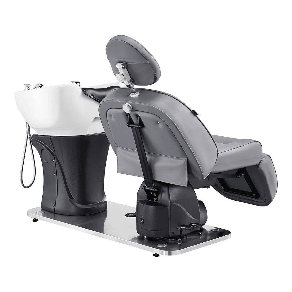 Maximus Full Recline Shampoo Grey Unit With Rotating Seat - Shampoo Stations