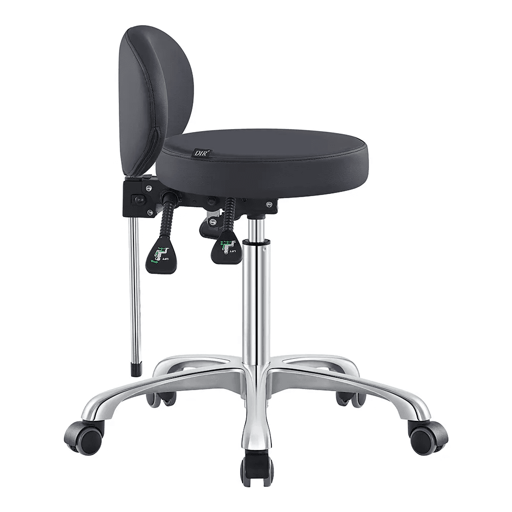 Polaris Rolling Black Stool DIR - Stools