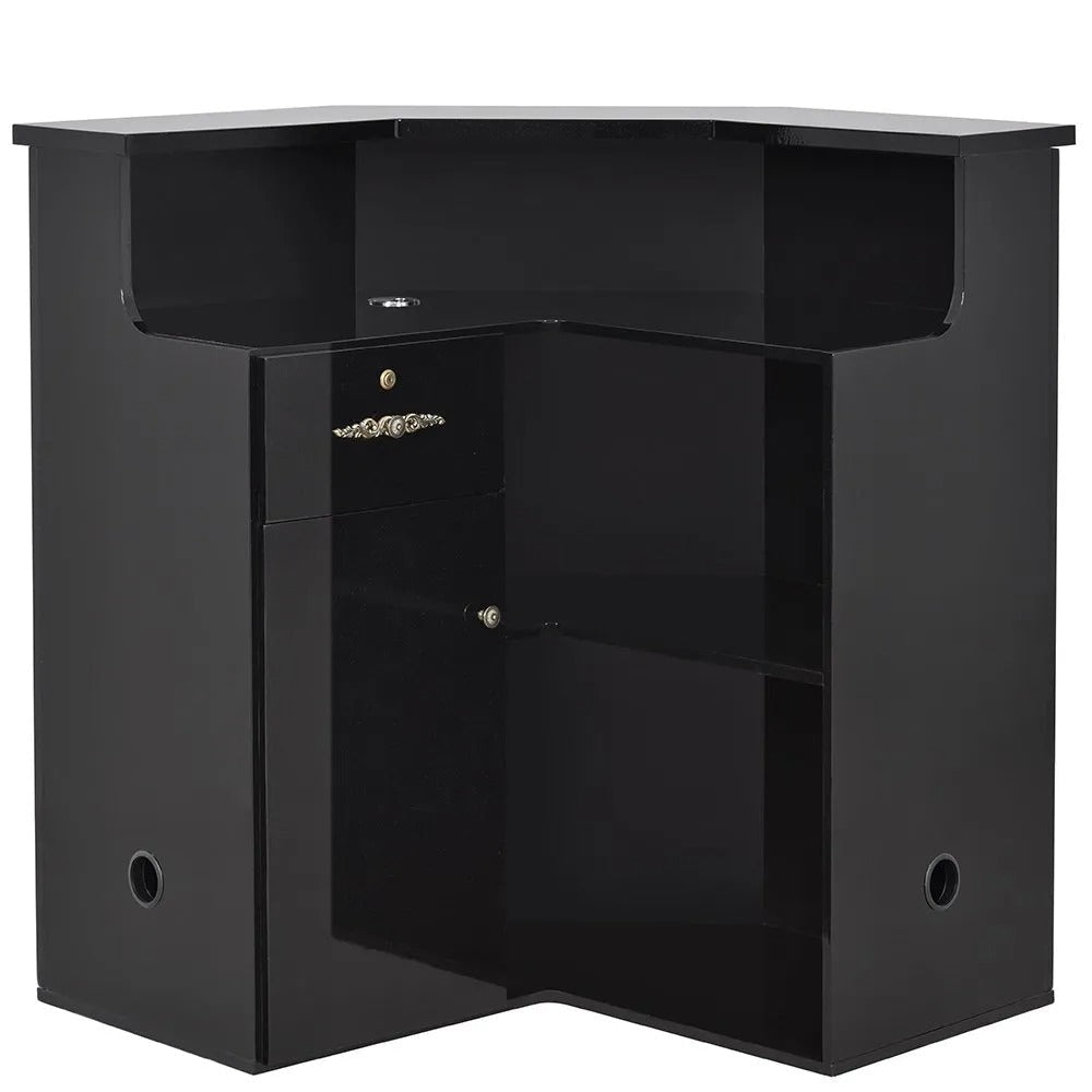 Valencia Reception Desk - Center Meteor Black DIR - Reception Desks