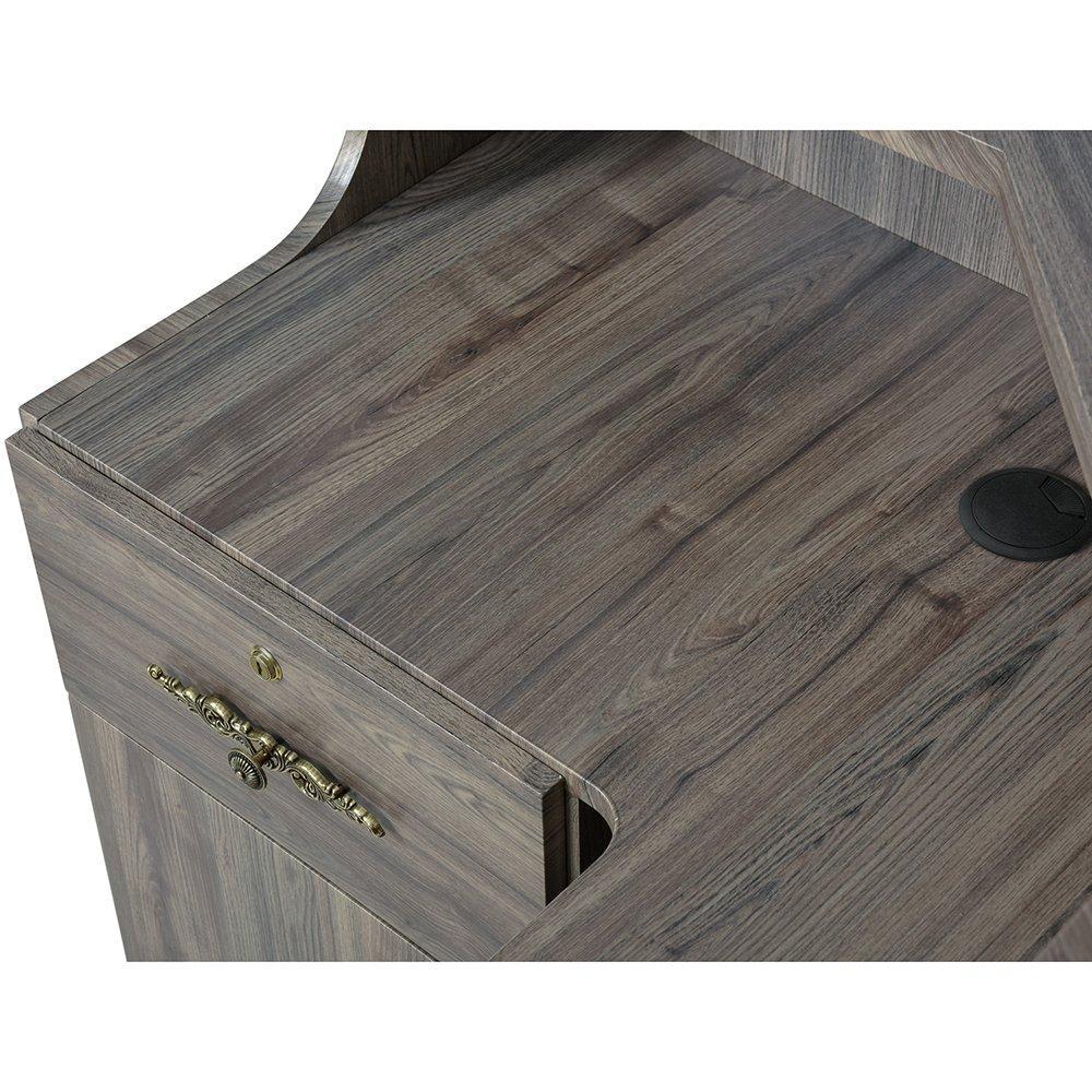 Valencia Reception Desk - Center Rustic Teak - Reception Desks