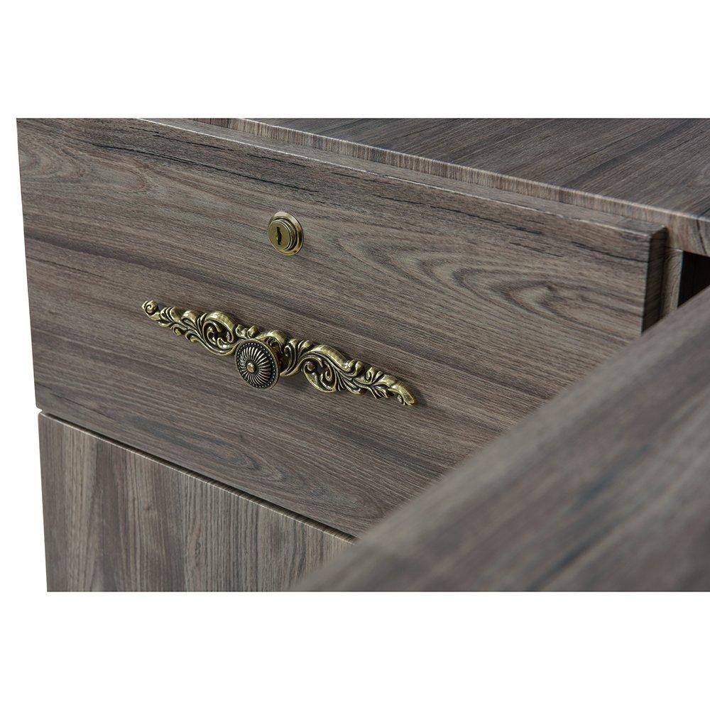 Valencia Reception Desk - Center Rustic Teak - Reception Desks