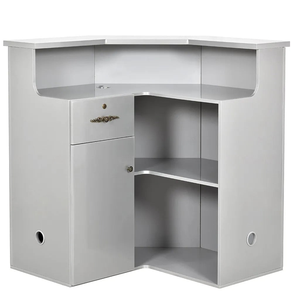 Valencia Reception Desk - Center Silver DIR - Reception Desks