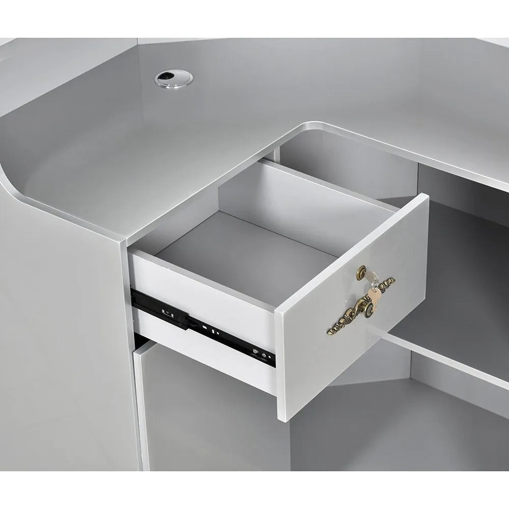 Valencia Reception Desk - Center Silver DIR - Reception Desks