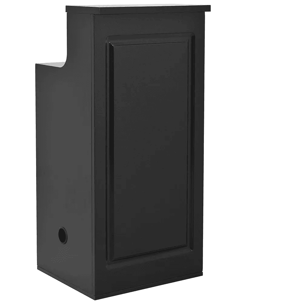 Valencia Reception Desk - Side Storage Meteor Black DIR - Reception Desks