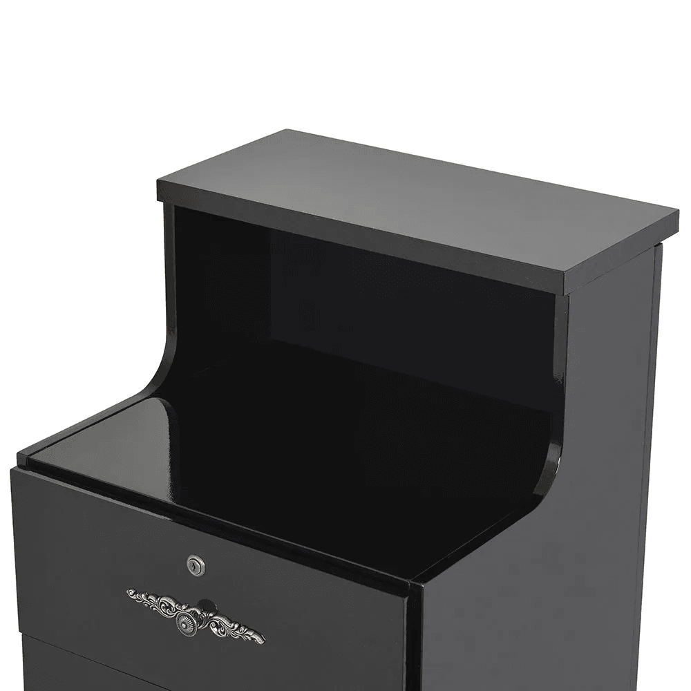 Valencia Reception Desk - Side Storage Meteor Black DIR - Reception Desks