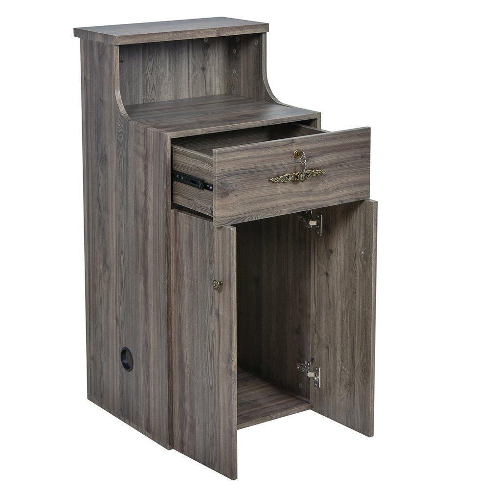 Valencia Reception Desk - Side Storage Rustic Teak - Reception Desks