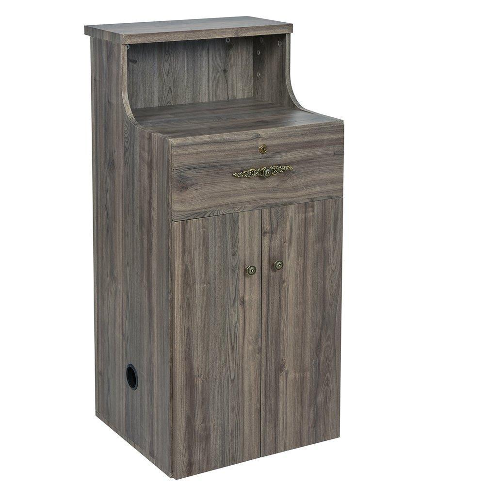 Valencia Reception Desk - Side Storage Rustic Teak - Reception Desks