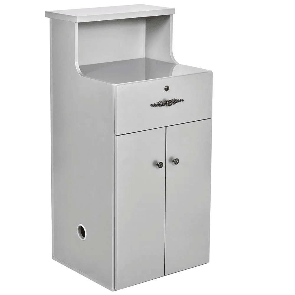 Valencia Reception Desk - Side Storage Silver DIR - Reception Desks