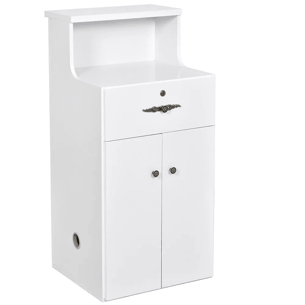 Valencia Reception Desk - Side Storage White DIR - Reception Desks