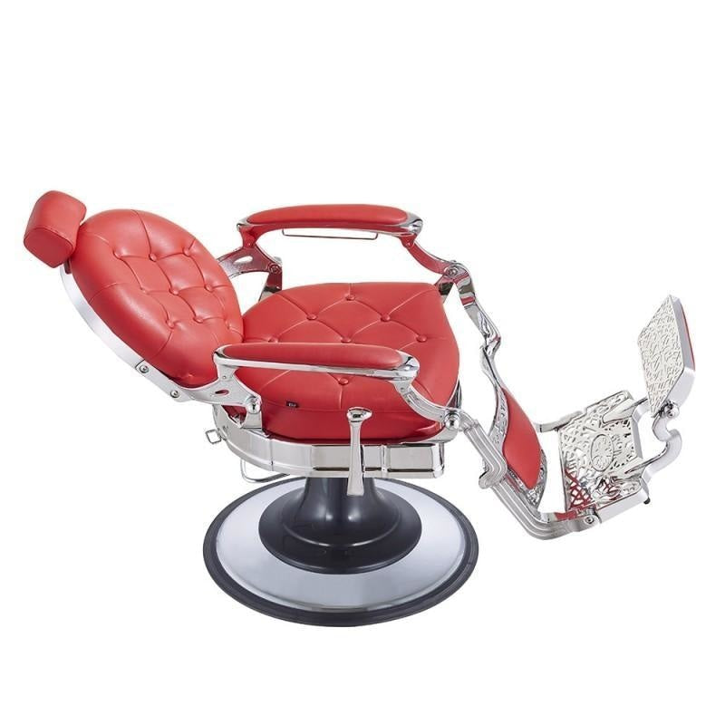 Vanquish Chrome Frame Barber Chair Red DIR - Barber Chairs