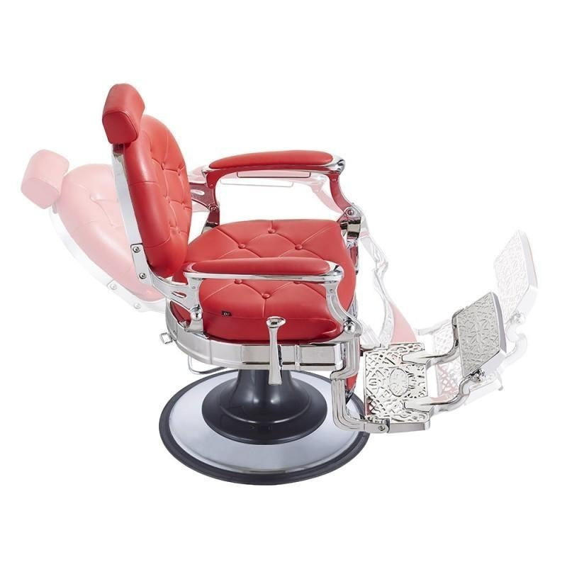 Vanquish Chrome Frame Barber Chair Red DIR - Barber Chairs