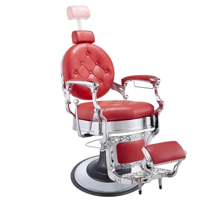 Vanquish Chrome Frame Barber Chair Red DIR - Barber Chairs