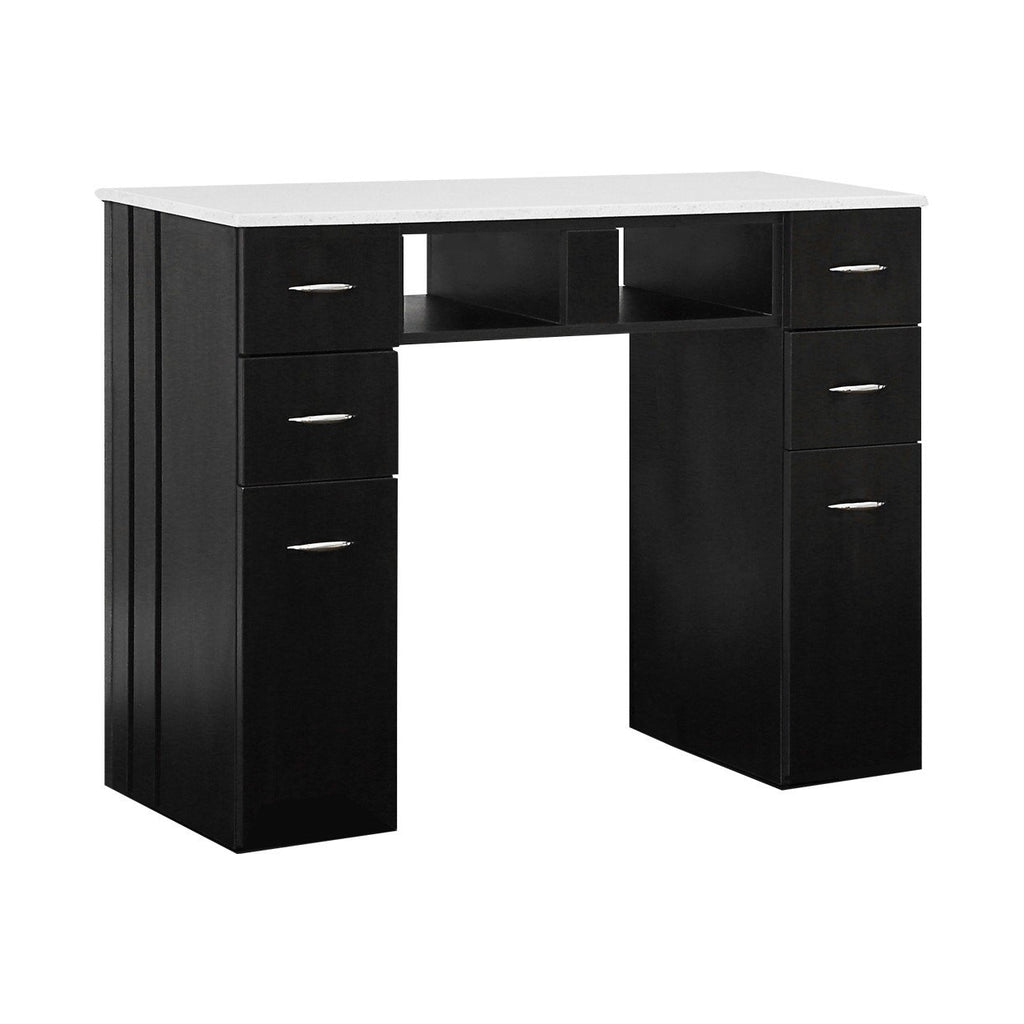 WHITE GRANITE TOP MANICURE TABLE Dark Brown J&A USA - Manicure Tables