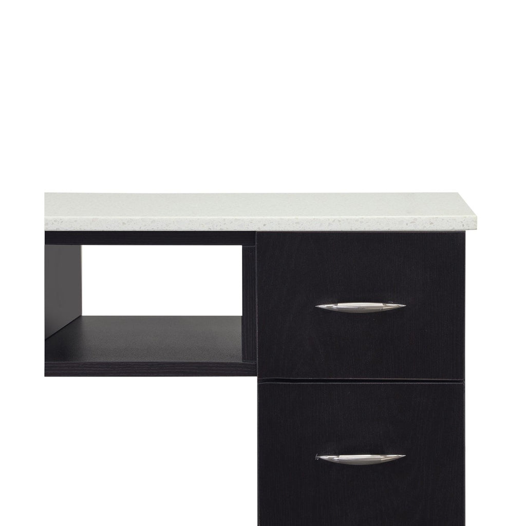 WHITE GRANITE TOP MANICURE TABLE Dark Brown J&A USA - Manicure Tables