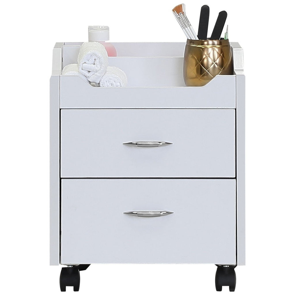 Wood Top Pedicure Cart White J&A USA - Trolleys