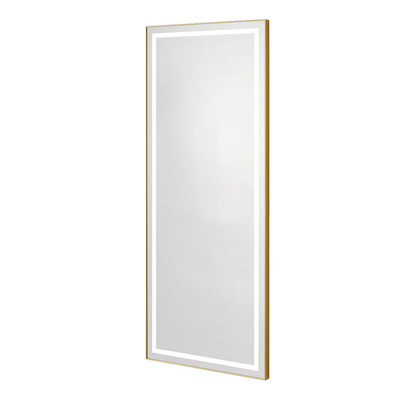 Symphony LED Styling Station and Modern Mirror with Light – Anodized Aluminum Metal Frame Brushed Gold DIR