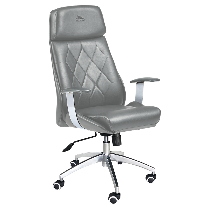 Whale Spa Customer Chair Diamond 3309 in Gray Whale Spa: ergonomic, high back, armrests, metal base.