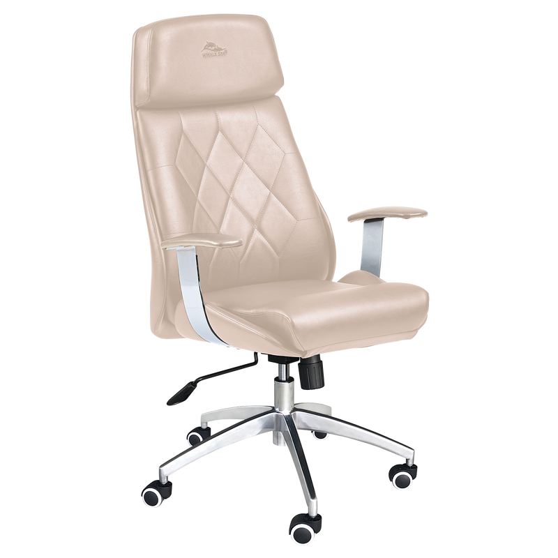 Whale Spa Customer Chair Diamond 3309 in Khaki, ergonomic with armrests and metal base.