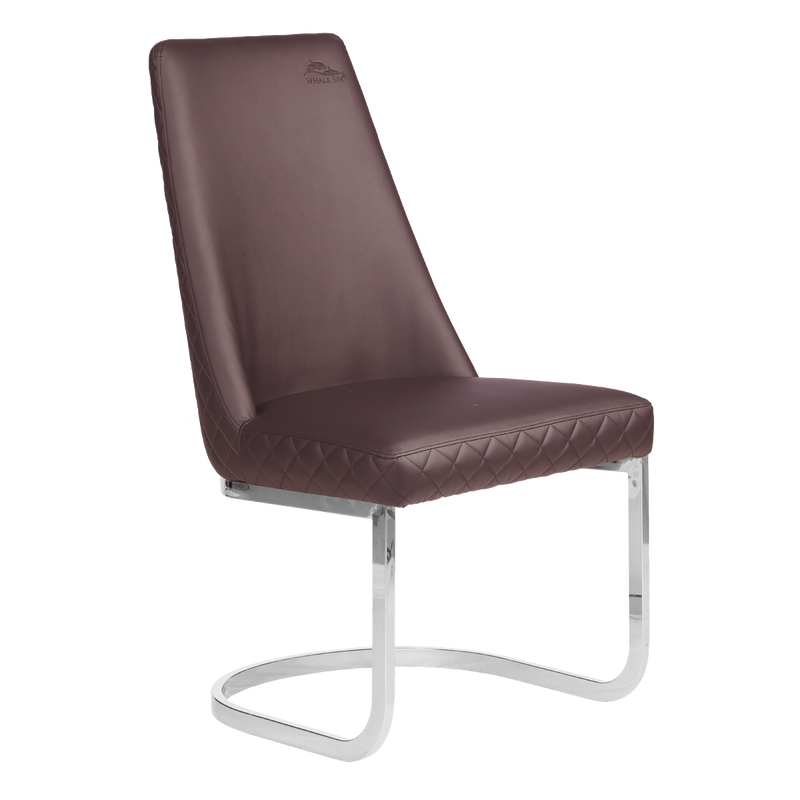 Whale Spa Customer Chair Diamond in Chocolate with quilted seat and chrome cantilever base.