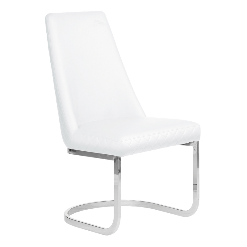 Whale Spa Customer Chair Diamond in white, metal base, chemical-resistant leather upholstery.