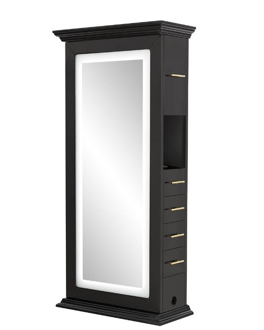 Adonis III Double LED Lighted Styling Station Black DIR