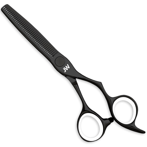 JW Shears JW CBK Blending Series thinning shears with textured blade and ergonomic handle.