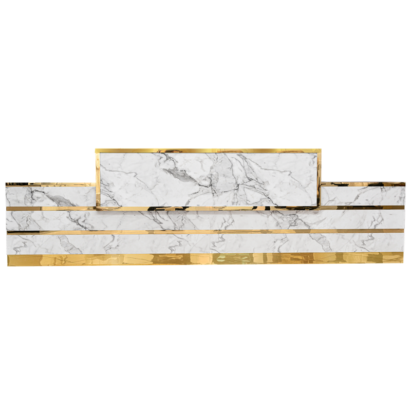 Gold & Marble Reception Desk (Straight) Whale Spa