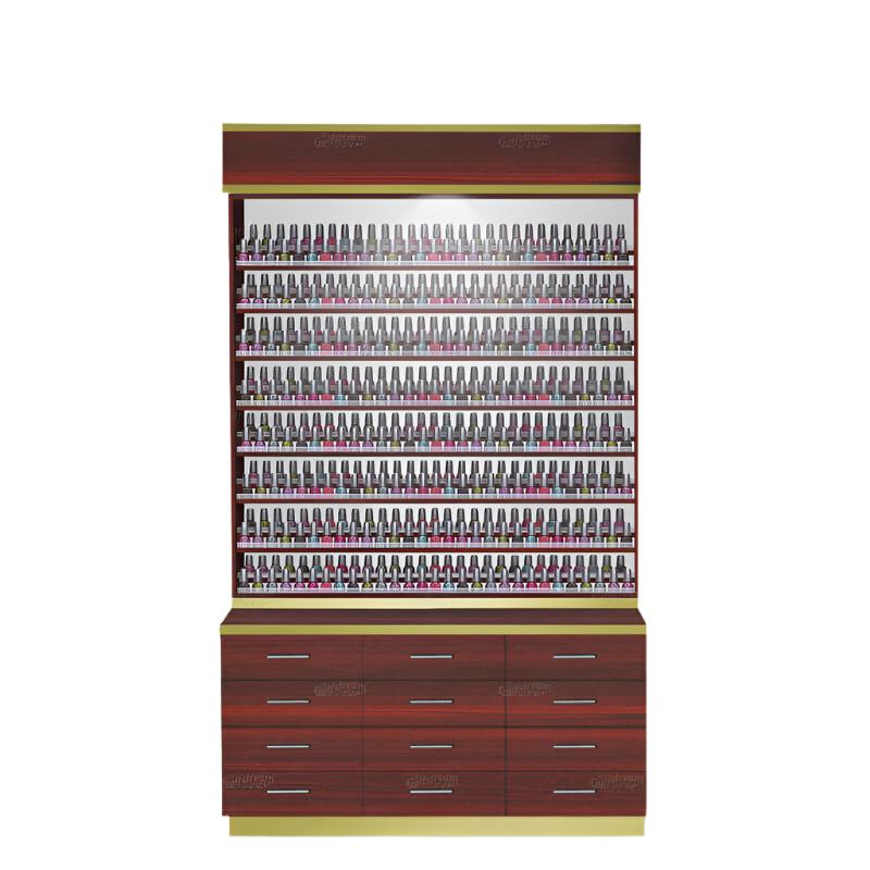 Gulfstream GS9119 Verona Polish Rack with Cabinet—ideal multi-shelf salon storage solution.