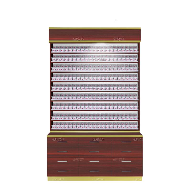 Gulfstream GS9120 Verona dip powder rack with cabinet holds white and pink packaged boxes.